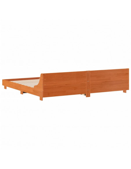 Giroletto con Testiera Marrone Cera 180x200 cm Massello Pino