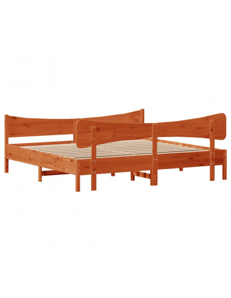 Giroletto con Testiera Marrone Cera 180x200 cm Massello Pino