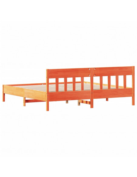 Giroletto con Testiera Marrone Cera 180x200 cm Massello Pino