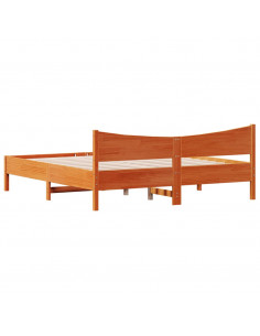 Giroletto con Testiera Marrone Cera 180x200 cm Massello Pino