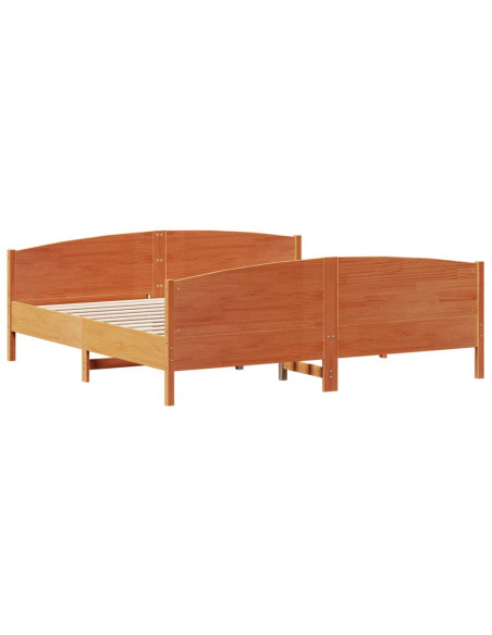 Giroletto con Testiera Marrone Cera 180x200 cm Massello Pino