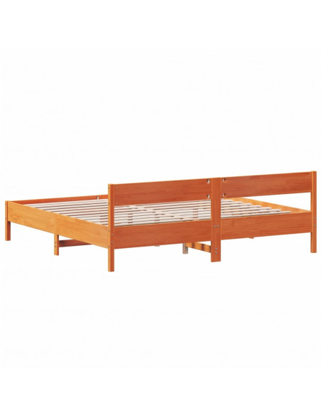 Giroletto con Testiera Marrone Cera 180x200 cm Massello Pino