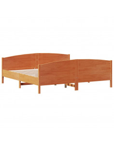 Giroletto con Testiera Marrone Cera 200x200 cm Massello Pino