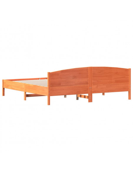 Giroletto con Testiera Marrone Cera 200x200 cm Massello Pino