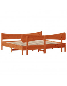 Giroletto con Testiera Marrone Cera 200x200 cm Massello Pino