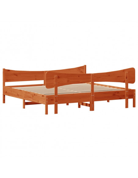 Giroletto con Testiera Marrone Cera 200x200 cm Massello Pino