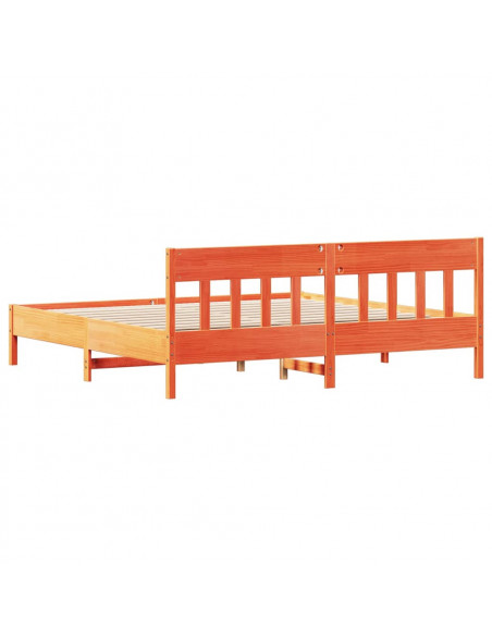 Giroletto con Testiera Marrone Cera 200x200 cm Massello Pino