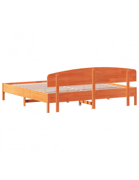 Giroletto con Testiera Marrone Cera 200x200 cm Massello Pino