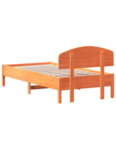 Giroletto con Testiera Marrone Cera 75x190 cm Massello Pino