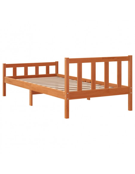 Giroletto con Testiera Marrone Cera 75x190 cm Massello Pino
