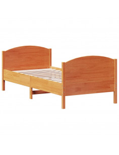 Giroletto con Testiera Marrone Cera 75x190 cm Massello Pino