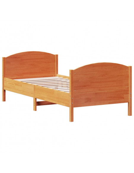 Giroletto con Testiera Marrone Cera 75x190 cm Massello Pino