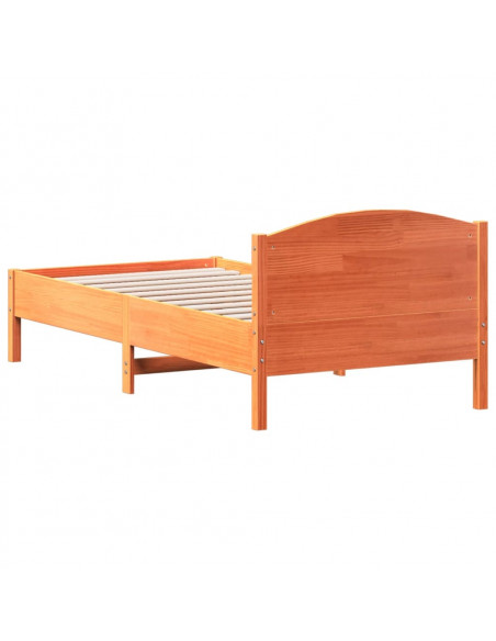 Giroletto con Testiera Marrone Cera 75x190 cm Massello Pino