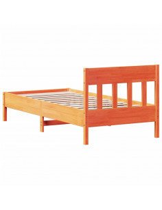 Giroletto con Testiera Marrone Cera 75x190 cm Massello Pino