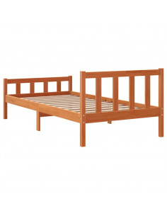 Giroletto con Testiera Marrone Cera 90x190 cm Massello Pino