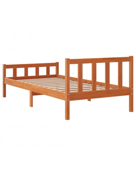 Giroletto con Testiera Marrone Cera 90x190 cm Massello Pino