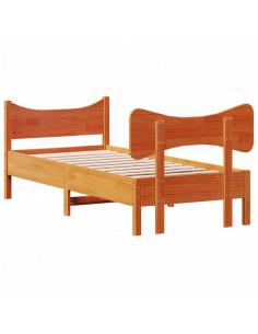 Giroletto con Testiera Marrone Cera 90x190 cm Massello Pino