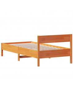 Giroletto con Testiera Marrone Cera 90x190 cm Massello Pino