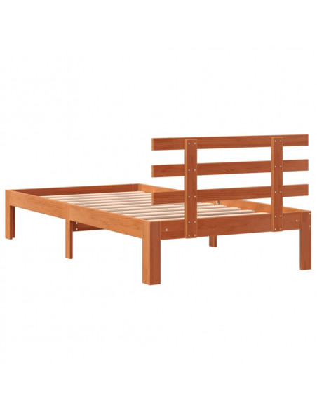 Giroletto con Testiera Marrone Cera 90x200 cm Massello Pino