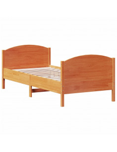 Giroletto con Testiera Marrone Cera 90x200 cm Massello Pino