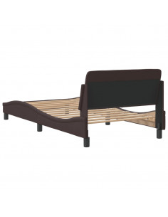 Giroletto con Testiera Marrone Scuro 100x200 cm in Tessuto