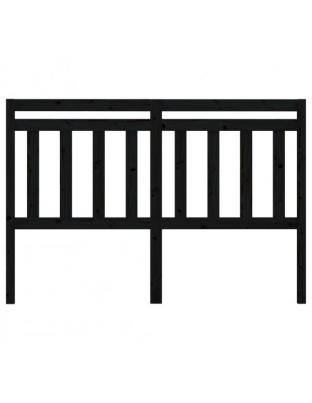Testiera per Letto Nera 126x4x100 cm in Legno Massello di Pino