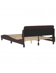 Giroletto con Testiera Marrone Scuro 140x190 cm in Tessuto