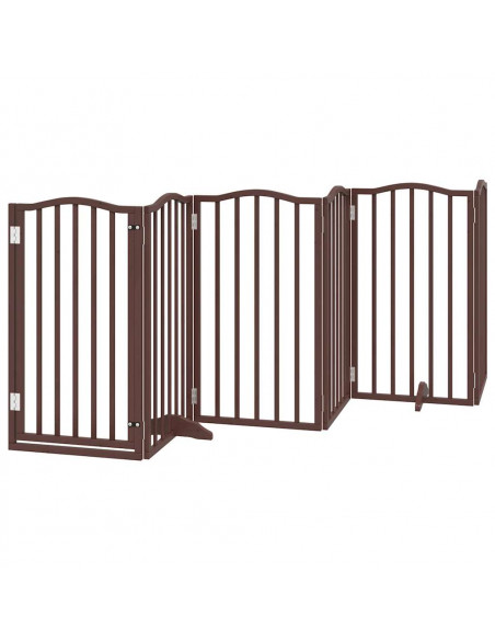 Cancello Cani Porta Pieghevole Marrone 12 Pannelli 600cm Pioppo