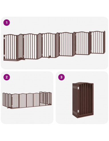 Cancello Cani Porta Pieghevole Marrone 12 Pannelli 600cm Pioppo