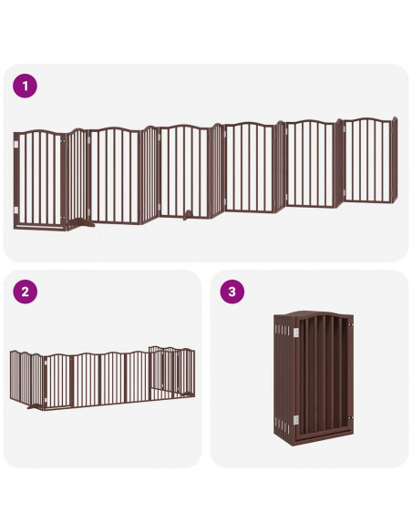 Cancello Cani Porta Pieghevole Marrone 12 Pannelli 600cm Pioppo