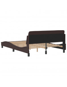 Giroletto con Testiera Marrone Scuro 140x200 cm in Tessuto