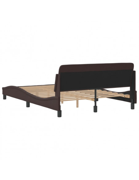 Giroletto con Testiera Marrone Scuro 140x200 cm in Tessuto