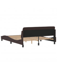 Giroletto con Testiera Marrone Scuro 160x200 cm in Tessuto