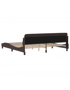 Giroletto con Testiera Marrone Scuro 200x200 cm in Tessuto