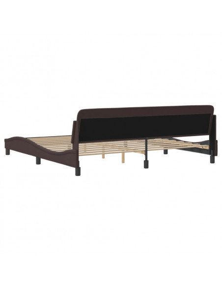 Giroletto con Testiera Marrone Scuro 200x200 cm in Tessuto