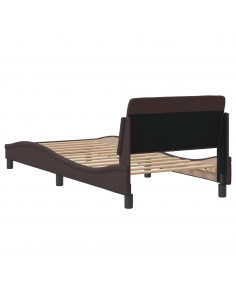 Giroletto con Testiera Marrone Scuro 90x200 cm in Tessuto
