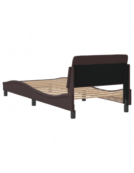 Giroletto con Testiera Marrone Scuro 90x200 cm in Tessuto