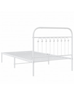 Giroletto con Testiera Metallo Bianco 100x200 cm