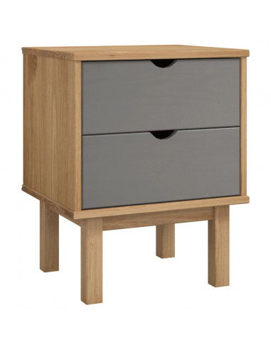 Comodino OTTA Marrone e Grigio 45x39x57 cm in Legno di Pino