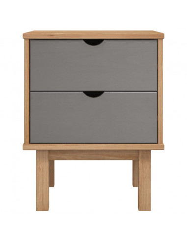 Comodino OTTA Marrone e Grigio 45x39x57 cm in Legno di Pino