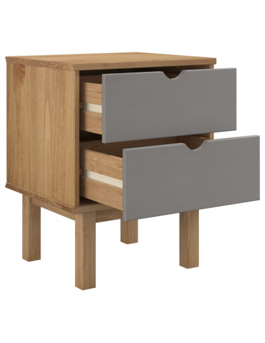 Comodino OTTA Marrone e Grigio 45x39x57 cm in Legno di Pino