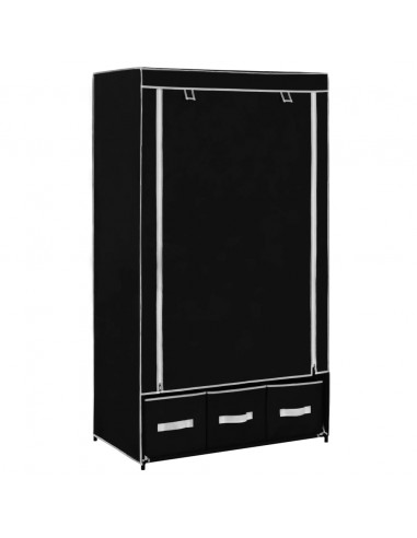 Armadio Nero 87x49x159 cm in Tessuto