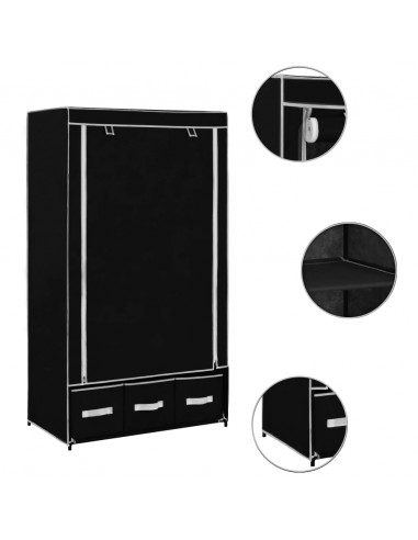 Armadio Nero 87x49x159 cm in Tessuto