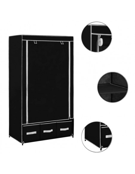 Armadio Nero 87x49x159 cm in Tessuto