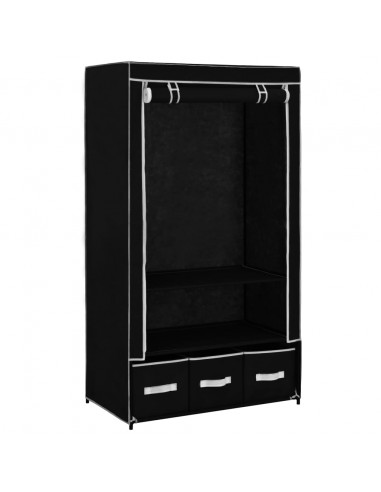 Armadio Nero 87x49x159 cm in Tessuto