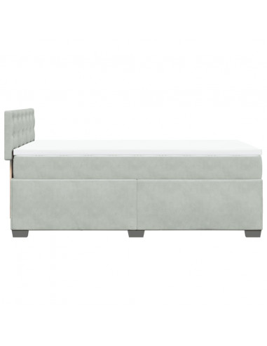 Giroletto a Molle con Materasso Grigio Chiaro 90x200 cm Velluto