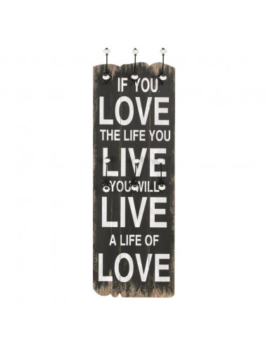 Appendiabiti da Parete con 6 Ganci LOVE LIVE 120x40 cm