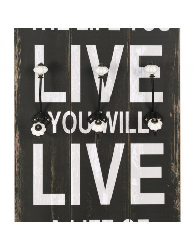 Appendiabiti da Parete con 6 Ganci LOVE LIVE 120x40 cm