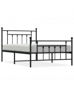 Giroletto con Testiera e Pediera Metallo Nero 107x203 cm 2