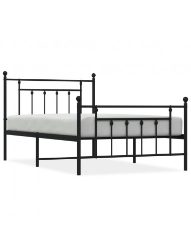 Giroletto con Testiera e Pediera Metallo Nero 107x203 cm